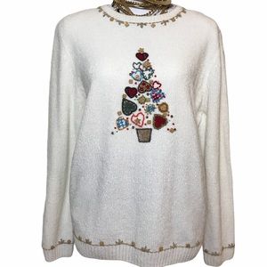 Christmas sweater embroidery & patchwork fine knit